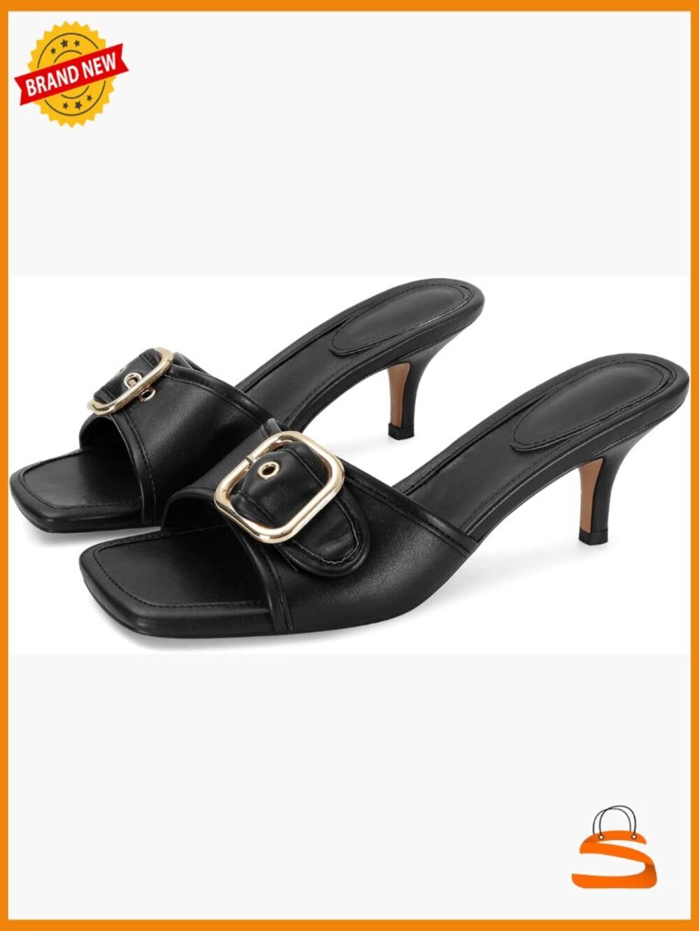 Kitten Heel Sandals Stiletto Low Heels Slip On Mule Square Open Toe Dress Shoes